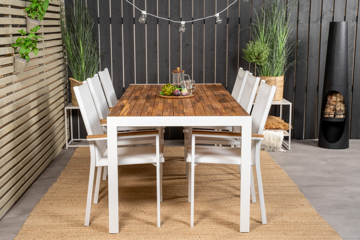 Venture Design Texas & Bois Matstolar Vit + Rektangulära Matbord 205x90 Natur