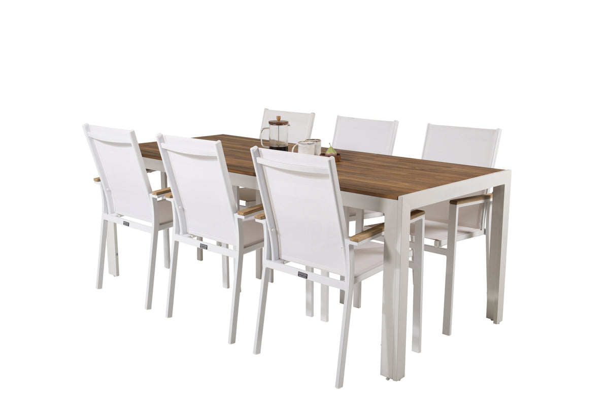 Venture Design Texas & Bois Matstolar Vit + Rektangulära Matbord 205x90 Natur