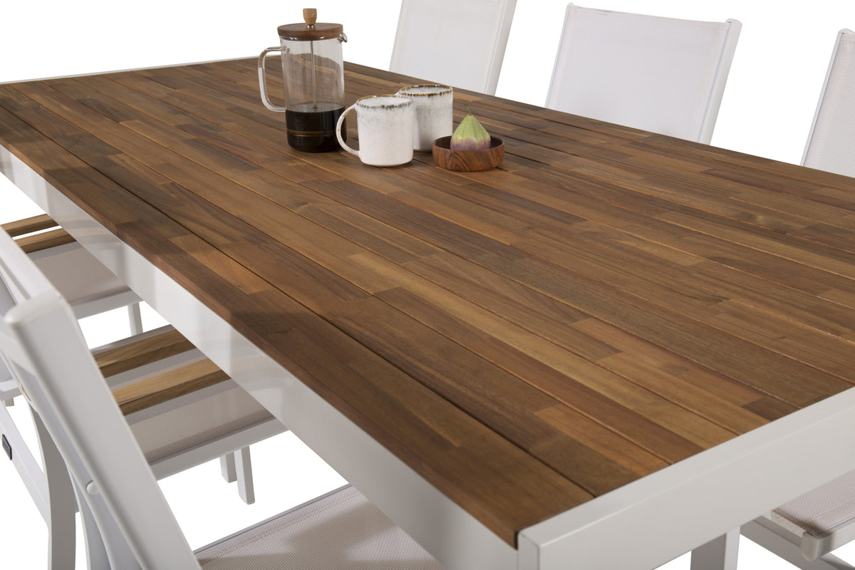 Venture Design Texas & Bois Matstolar Vit + Rektangulära Matbord 205x90 Natur