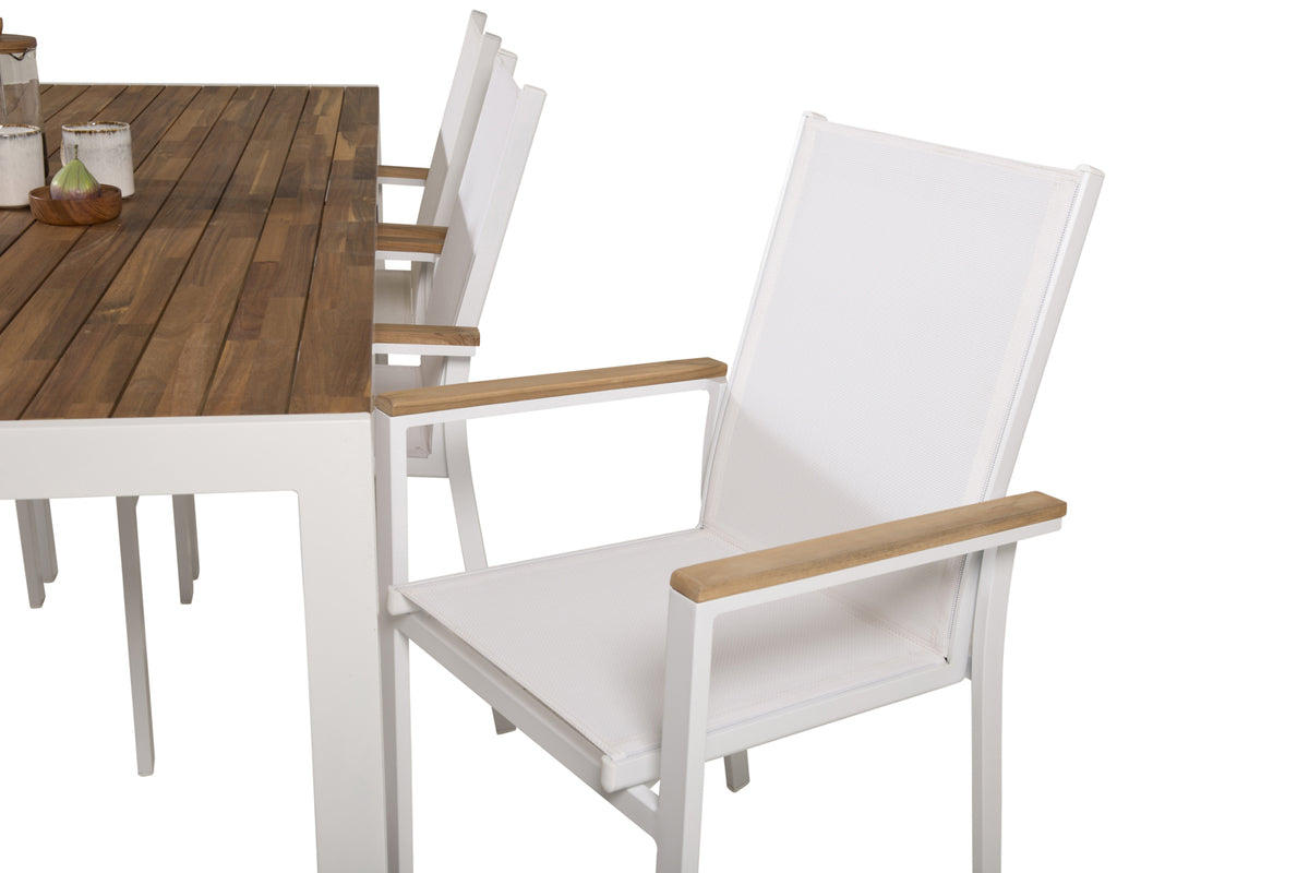 Venture Design Texas & Bois Matstolar Vit + Rektangulära Matbord 205x90 Natur