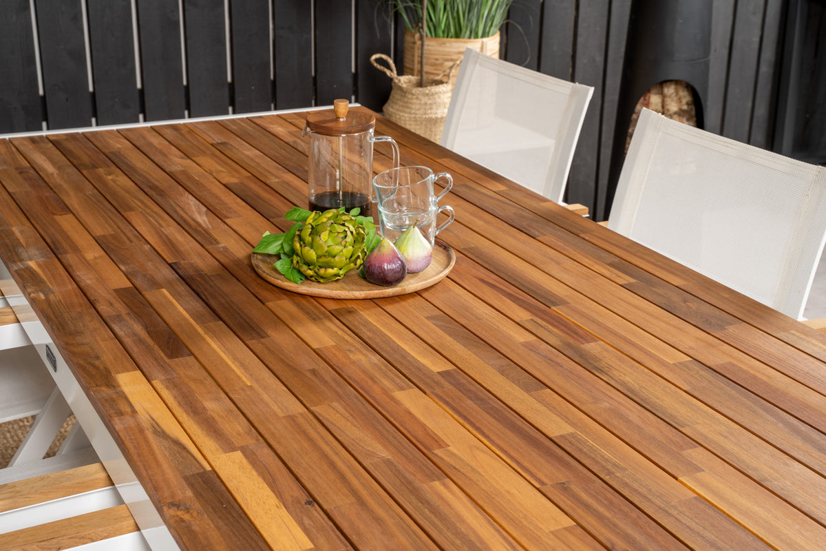Venture Design Mexico & Bois Matstolar Vit + Matbord 205x90