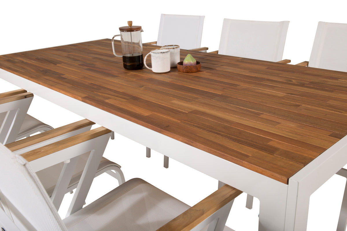 Venture Design Mexico & Bois Matstolar Vit + Matbord 205x90