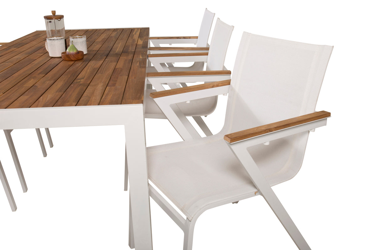 Venture Design Mexico & Bois Matstolar Vit + Matbord 205x90