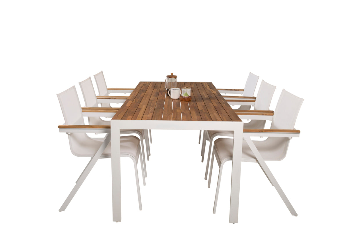 Venture Design Mexico & Bois Matstolar Vit + Matbord 205x90