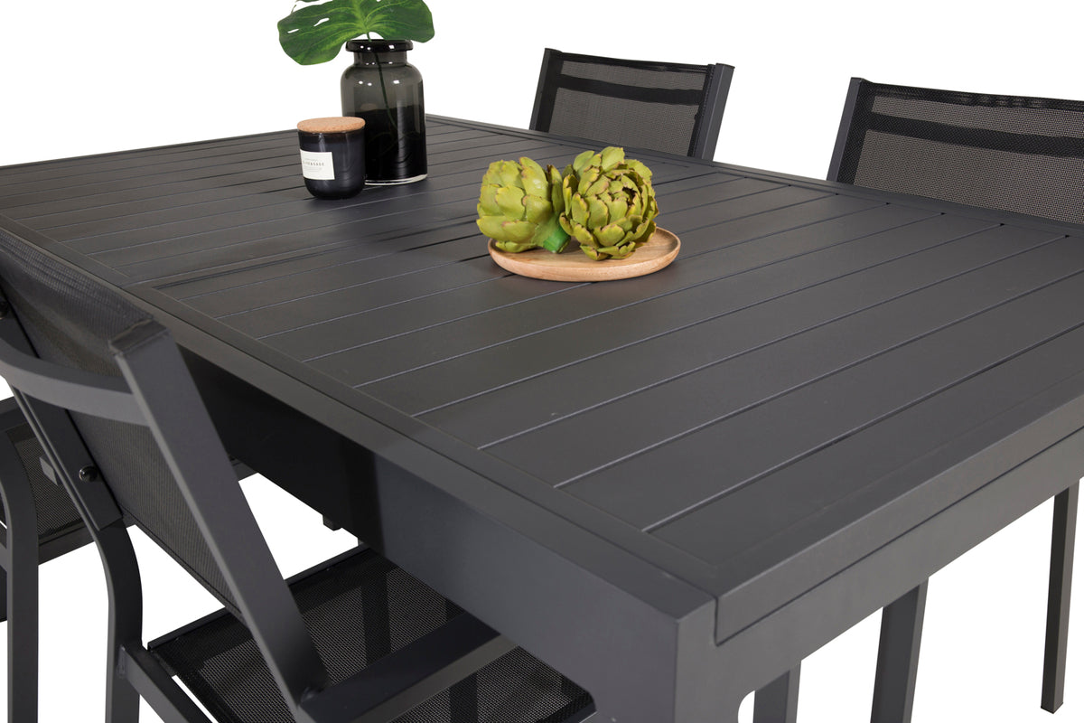 Venture Design Copacabana & Marbella Matstolar Svart + Rektangulära Matbord 160 x 100 Svart