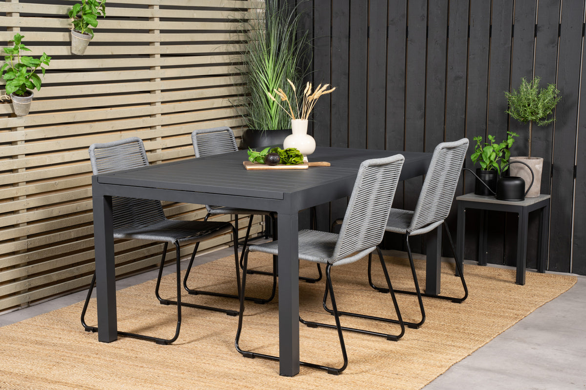 Venture Design Lindos & Marbella Matstolar Grå + Matbord 160x100x75