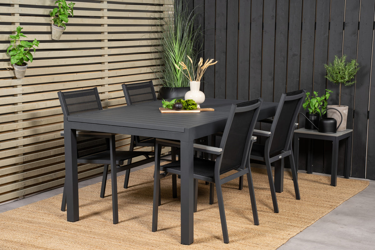 Venture Design Parma & Marbella Matstolar Svart + Matbord 160x100x75