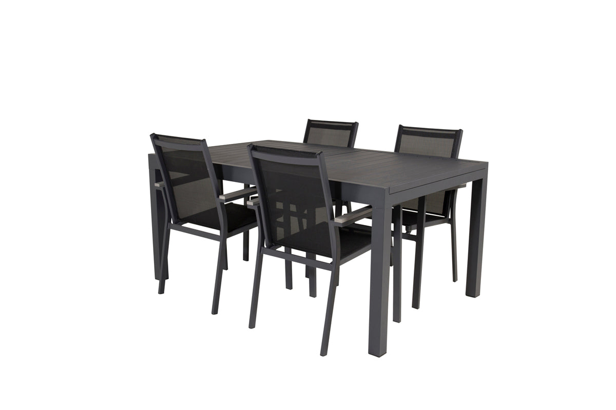 Venture Design Parma & Marbella Matstolar Svart + Matbord 160x100x75