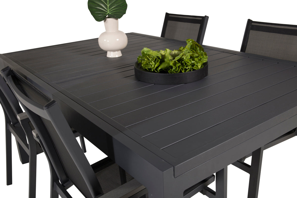 Venture Design Parma & Marbella Matstolar Svart + Matbord 160x100x75