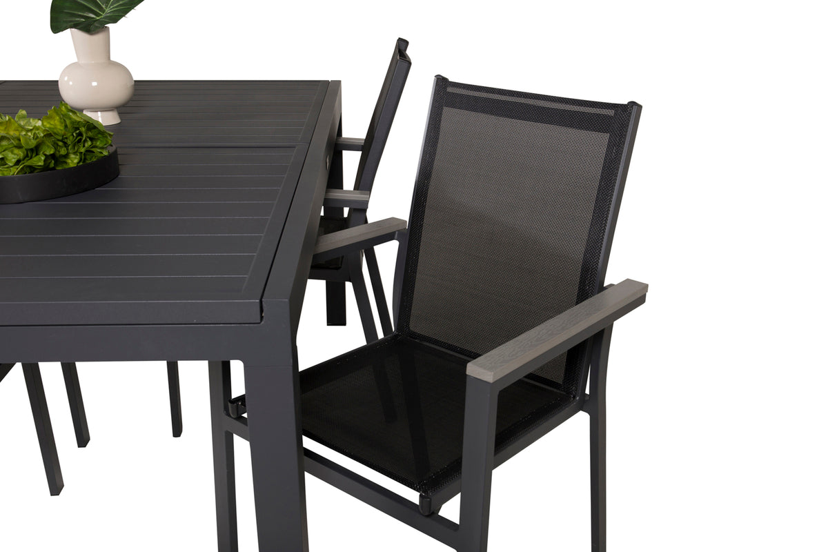 Venture Design Parma & Marbella Matstolar Svart + Matbord 160x100x75