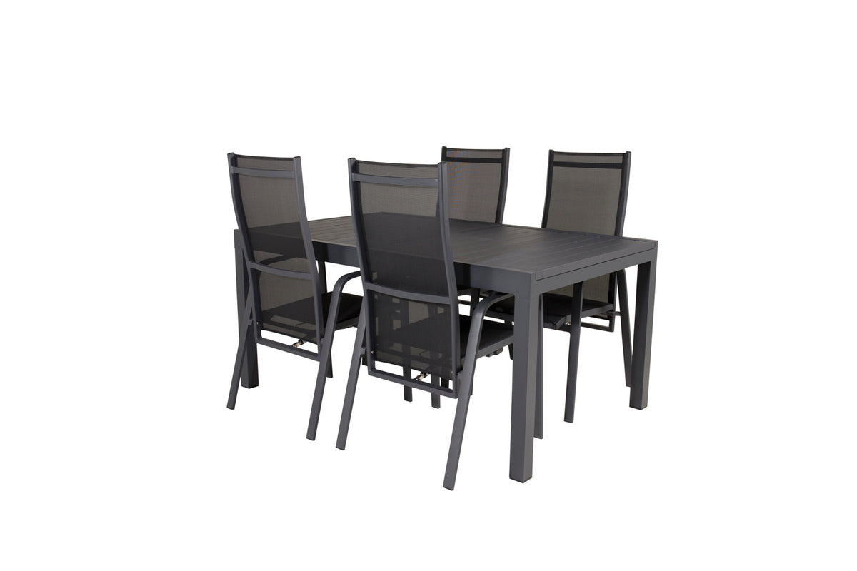 Venture Design Copacabana & Marbella Reclinerstolar Svart + Matbord 160x100x75