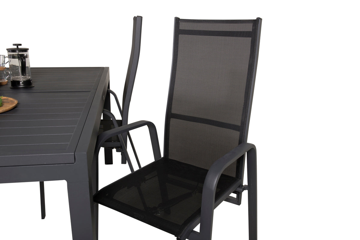 Venture Design Copacabana & Marbella Reclinerstolar Svart + Matbord 160x100x75