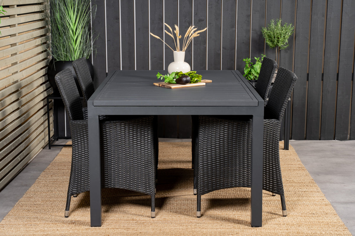 Venture Design Knick & Marbella Matstolar Svart + Matbord 160x100x75