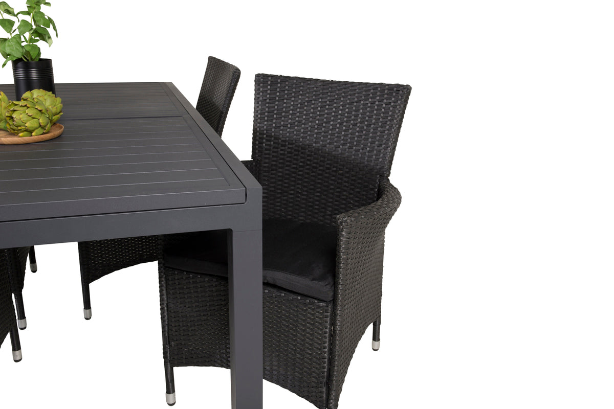 Venture Design Knick & Marbella Matstolar Svart + Matbord 160x100x75