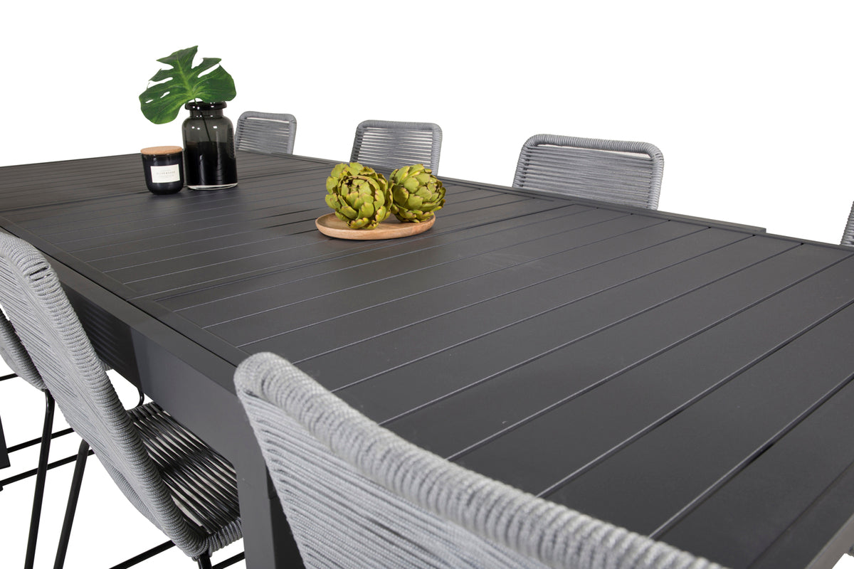 Venture Design Lindos & Marbella Matstolar Grå + Matbord 160x100x75