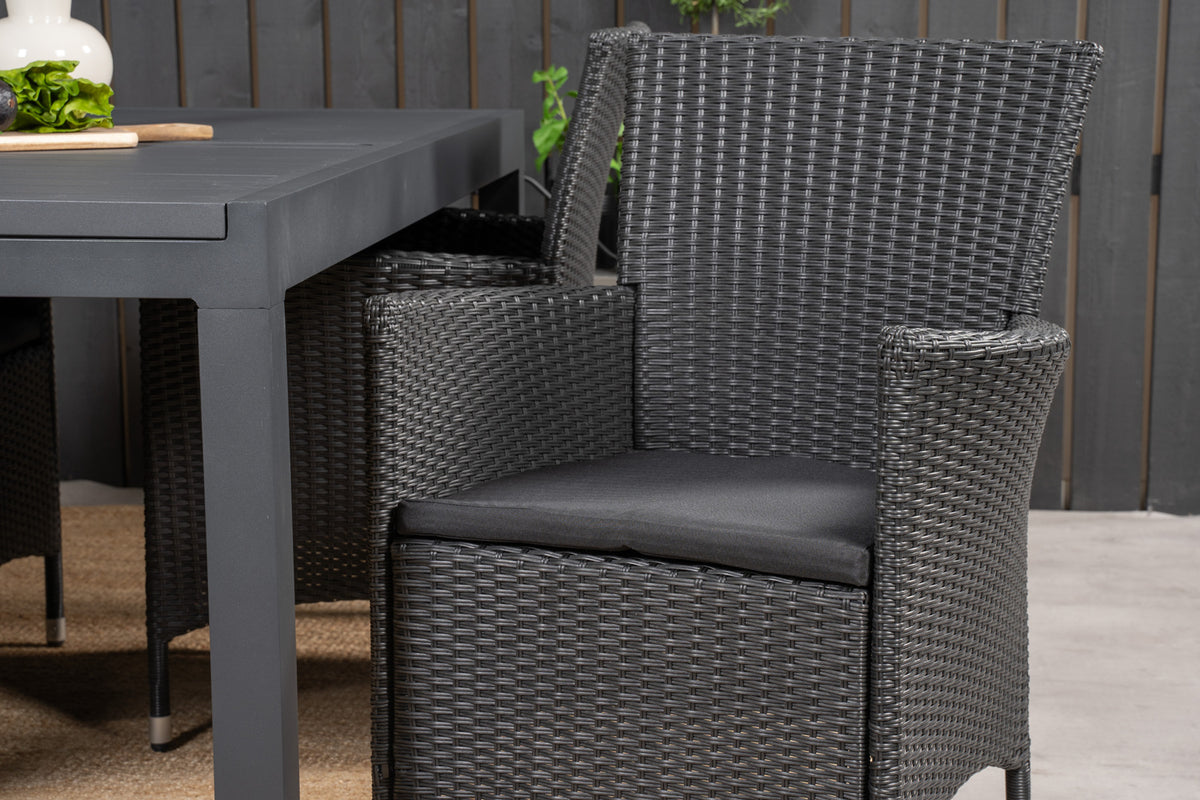 Venture Design Copacabana & Marbella Reclinerstolar 2-pack Svart + Rektangulära Matbord 160 x 100 Svart