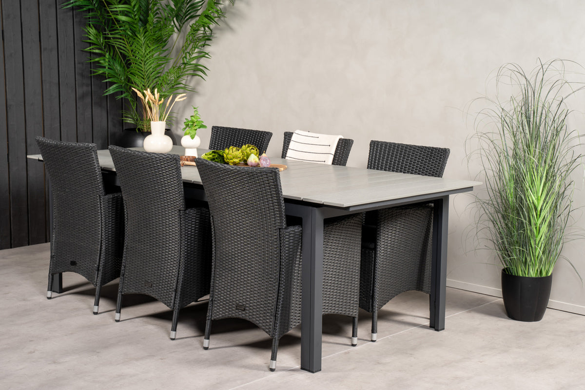 Venture Design Levels & Knick Matbord 229x100x75 + Matstolar Svart