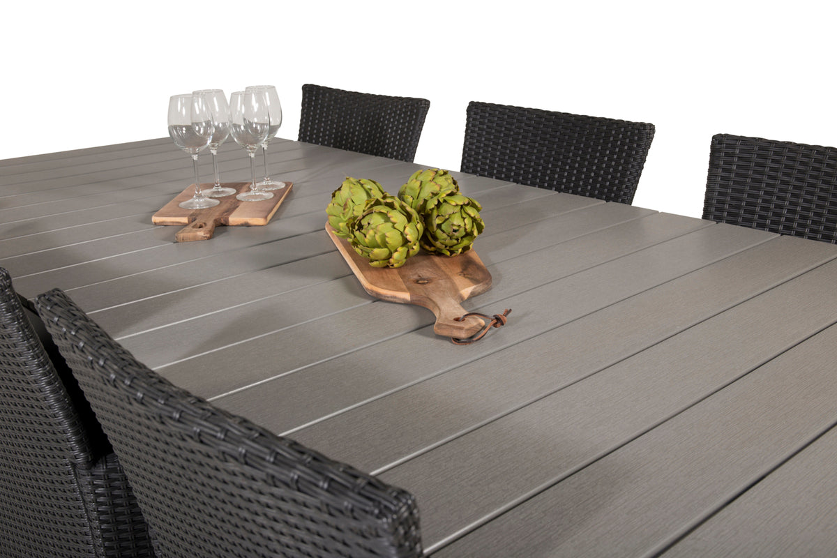 Venture Design Levels & Knick Matbord 229x100x75 + Matstolar Svart