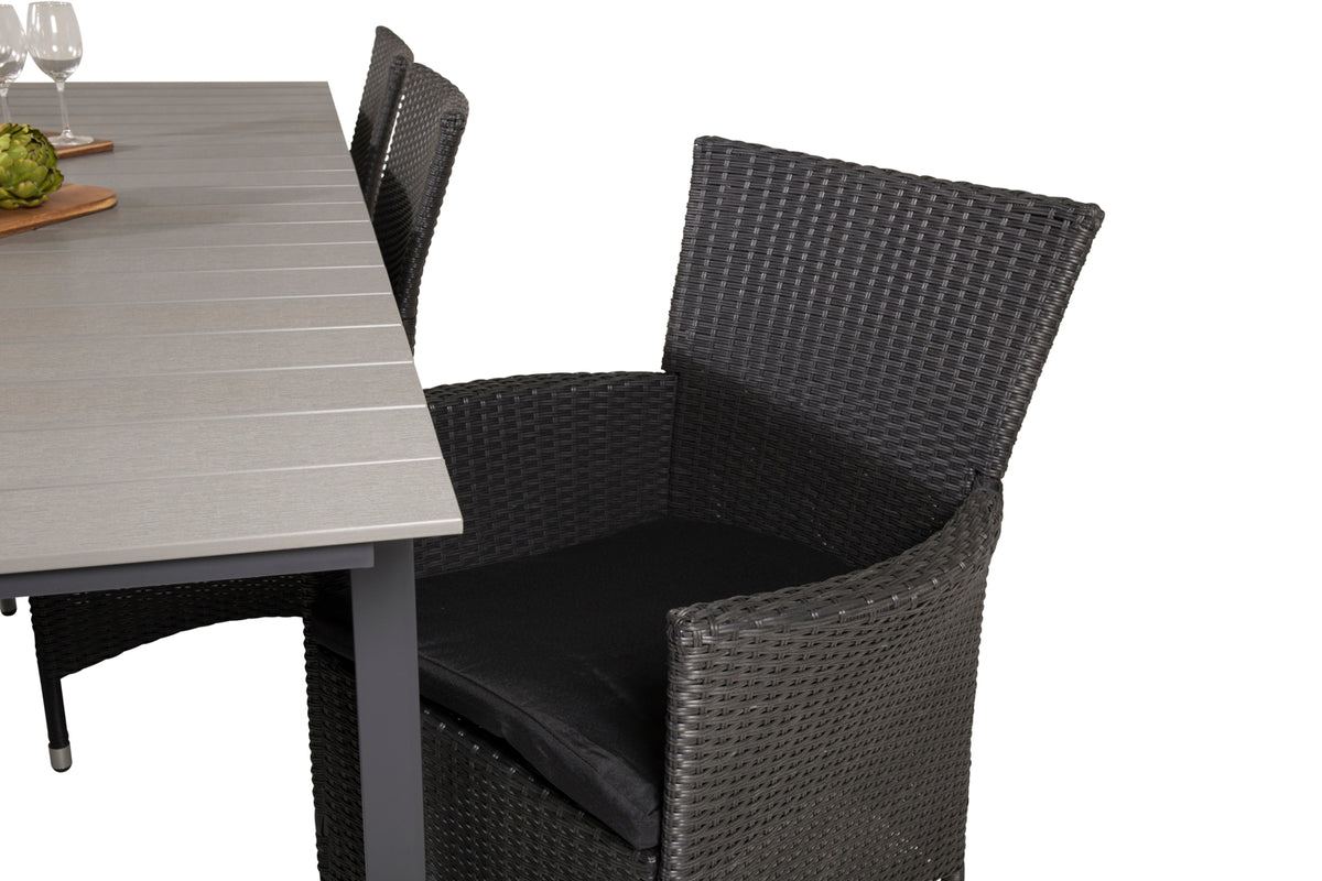 Venture Design Levels & Knick Matbord 229x100x75 + Matstolar Svart