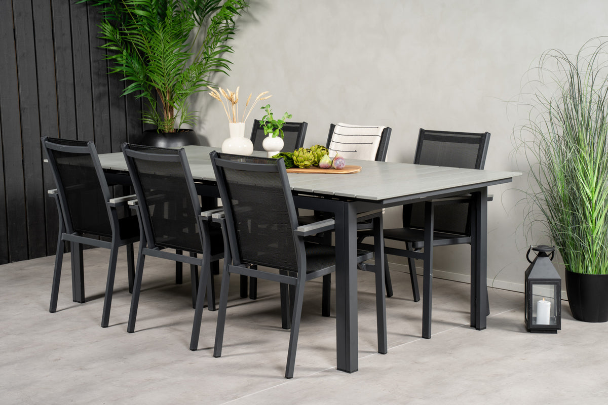 Venture Design Levels & Parma Matbord 224x100 + Matstolar Svart