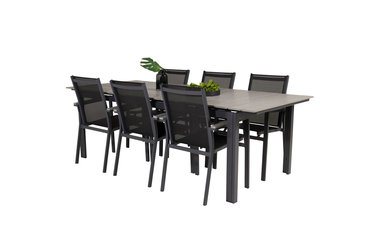 Venture Design Levels & Parma Matbord 224x100 + Matstolar Svart