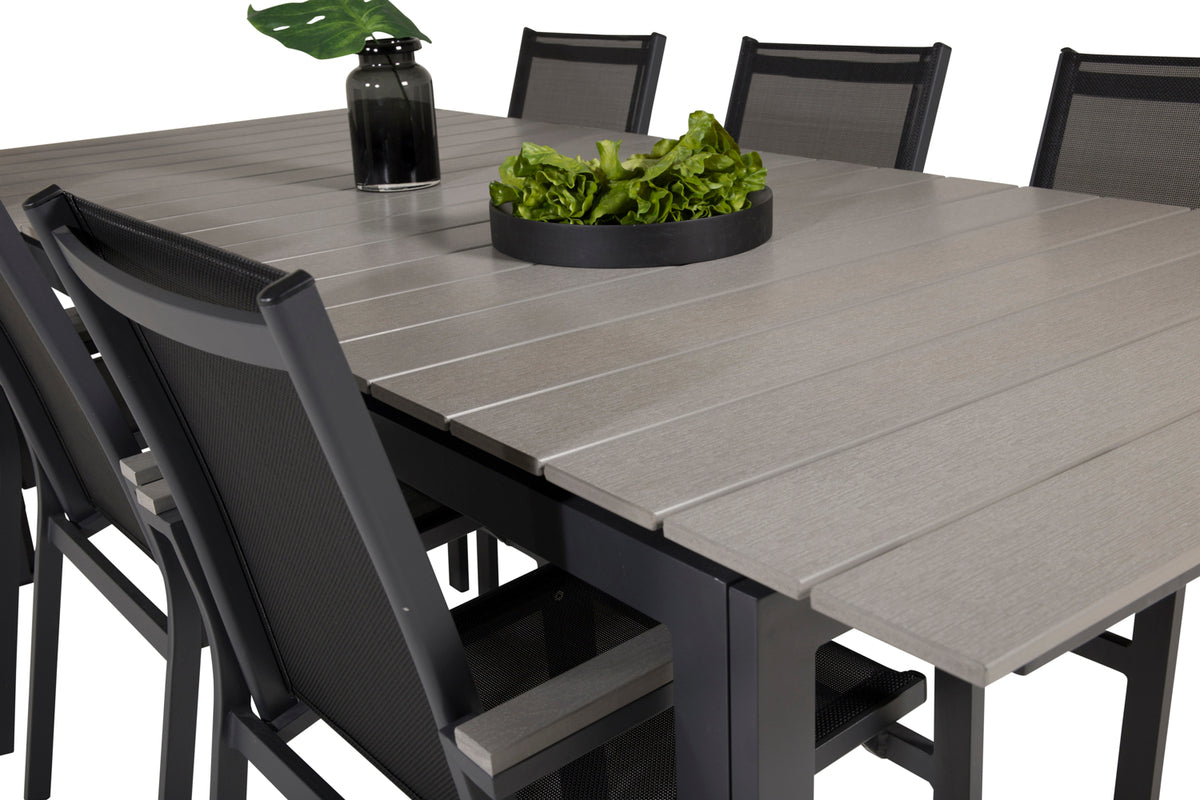 Venture Design Levels & Parma Matbord 224x100 + Matstolar Svart