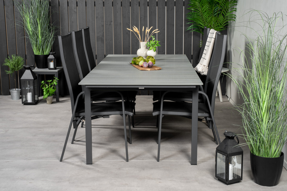 Venture Design Levels & Copacabana Matbord 229x100x75 + Reclinerstolar Svart