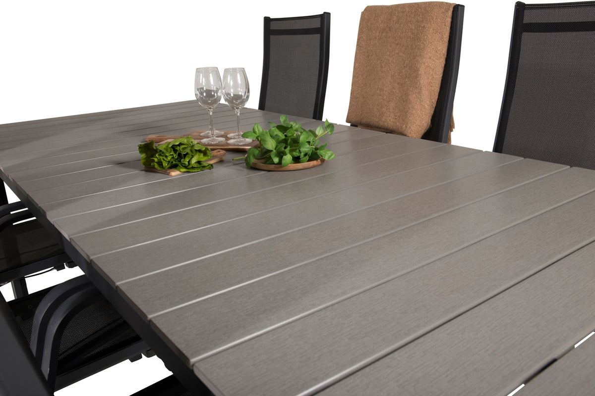 Venture Design Levels & Copacabana Matbord 229x100x75 + Reclinerstolar Svart