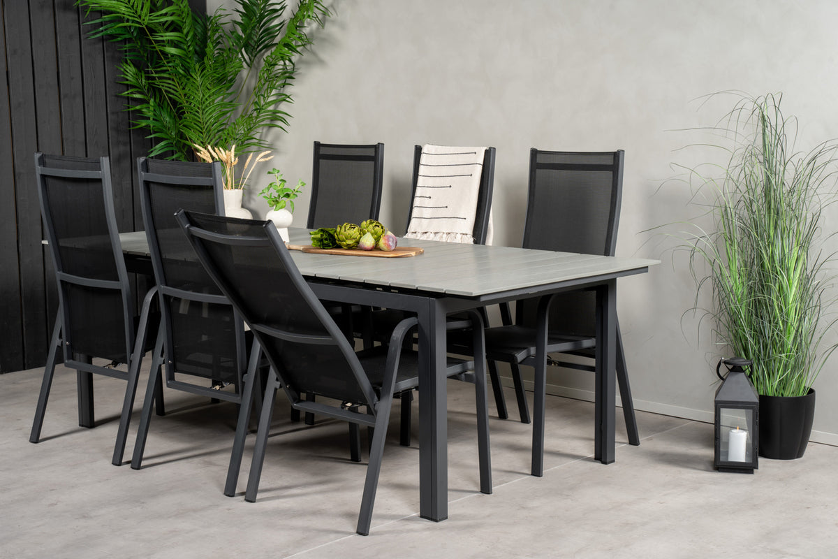 Venture Design Levels & Copacabana Matbord 229x100x75 + Reclinerstolar Svart