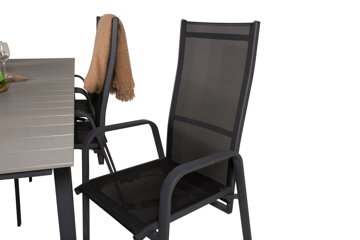 Venture Design Levels & Copacabana Matbord 229x100x75 + Reclinerstolar Svart