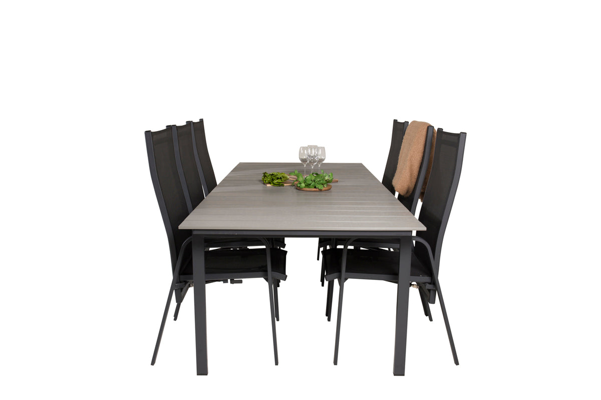 Venture Design Levels & Copacabana Matbord 229x100x75 + Reclinerstolar Svart