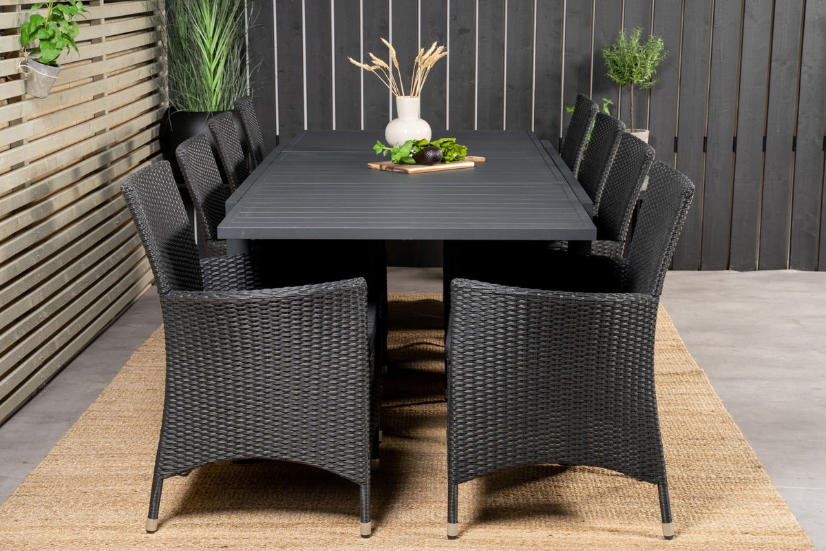Venture Design Knick & Marbella Matstolar 2-pack Svart + Rektangulära Matbord 160 x 100 Svart