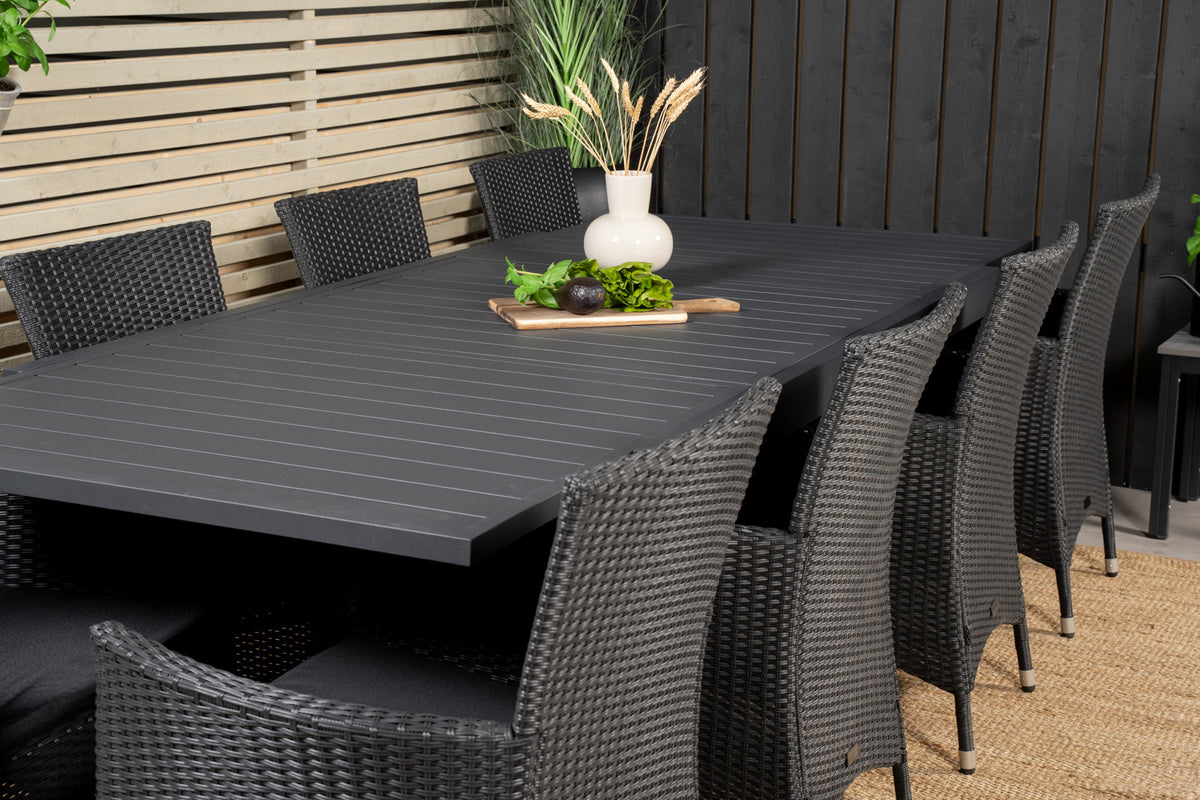 Venture Design Knick & Marbella Matstolar 2-pack Svart + Rektangulära Matbord 160 x 100 Svart