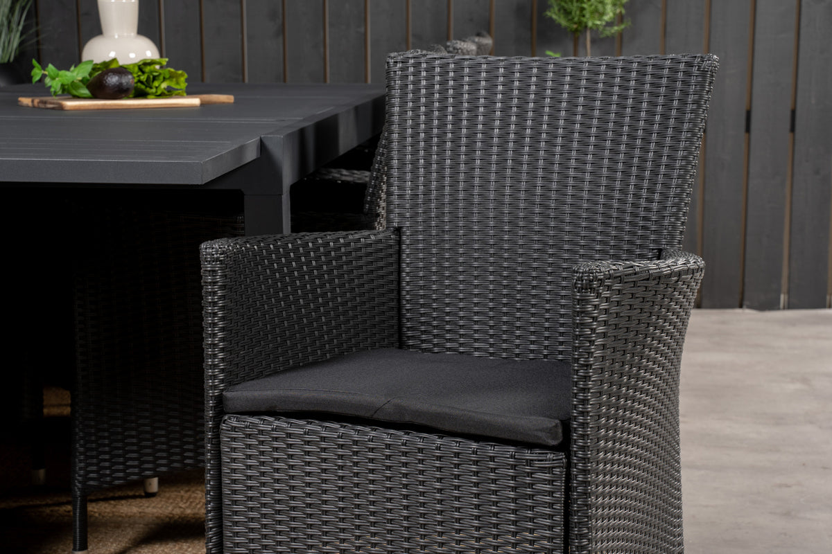 Venture Design Knick & Marbella Matstolar 2-pack Svart + Rektangulära Matbord 160 x 100 Svart