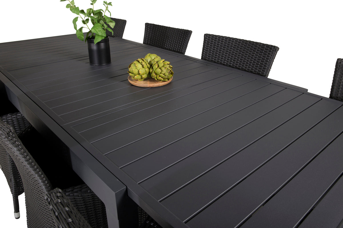 Venture Design Knick & Marbella Matstolar 2-pack Svart + Rektangulära Matbord 160 x 100 Svart