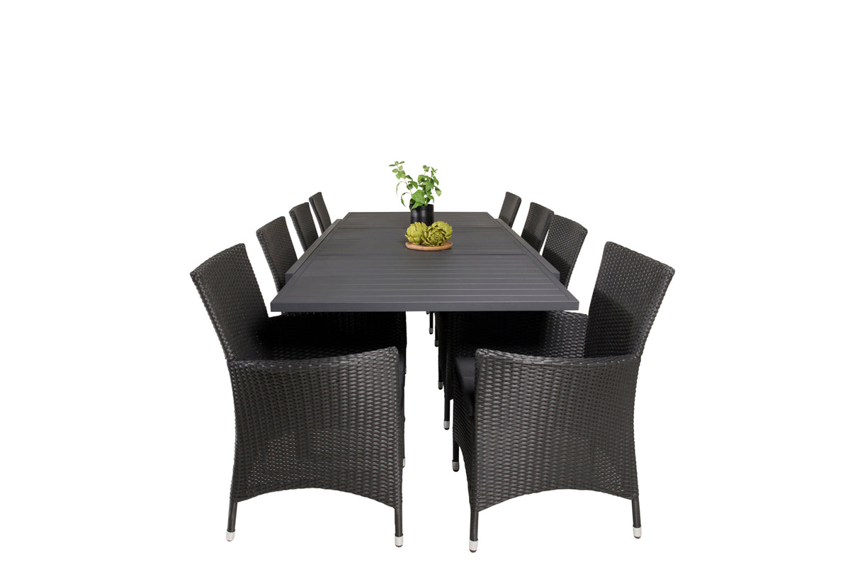 Venture Design Knick & Marbella Matstolar 2-pack Svart + Rektangulära Matbord 160 x 100 Svart
