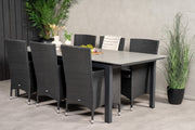 Venture Design Levels & Malin Matbord 229x100x75 + Matstolar Svart