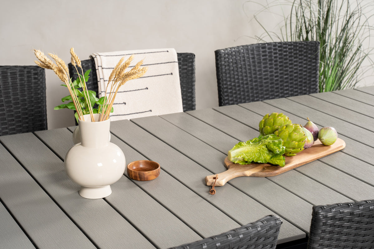 Venture Design Levels & Malin Matbord 229x100x75 + Matstolar Svart