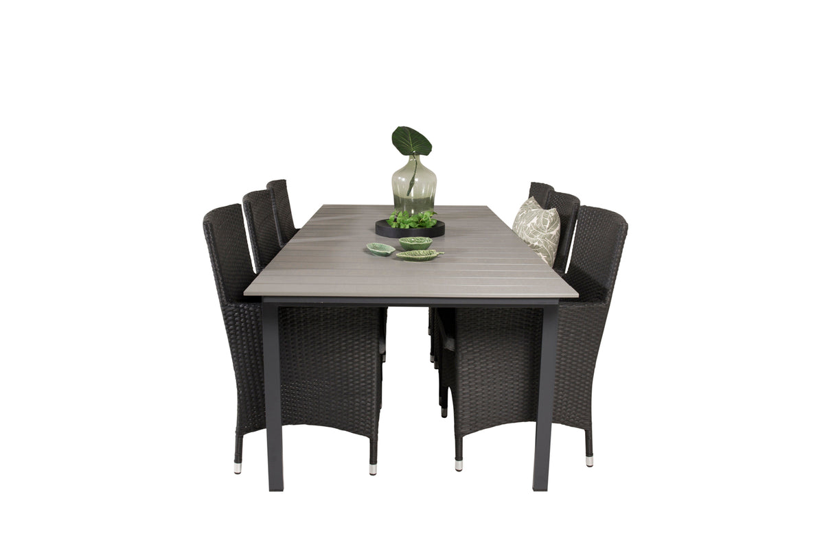 Venture Design Levels & Malin Matbord 229x100x75 + Matstolar Svart