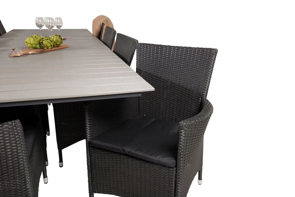 Venture Design Levels & Knick Matbord 229x100x75 + Matstolar Svart
