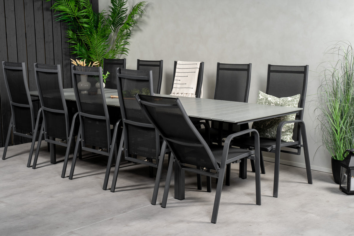 Venture Design Levels & Copacabana Matbord 229x100x75 + Reclinerstolar Svart