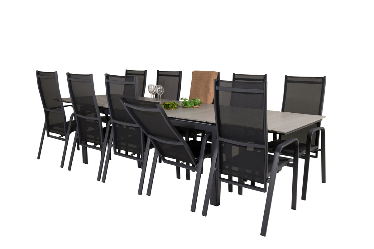 Venture Design Levels & Copacabana Matbord 229x100x75 + Reclinerstolar Svart