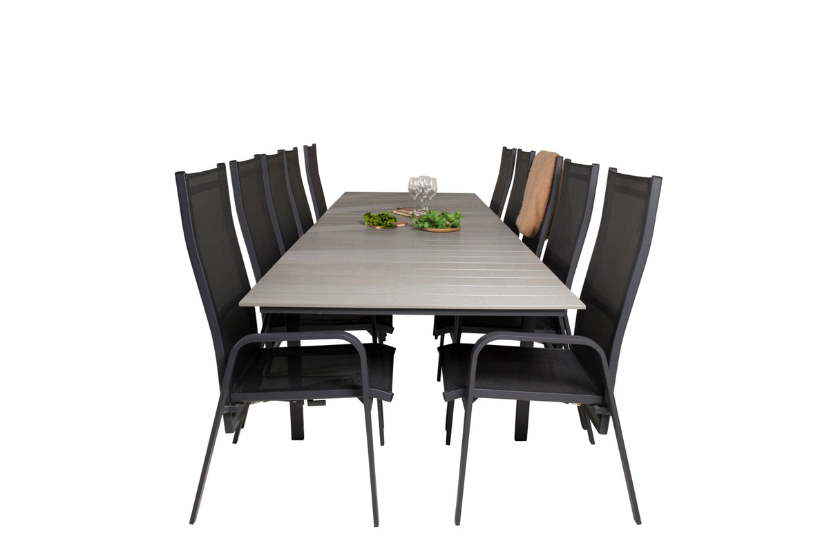 Venture Design Levels & Copacabana Matbord 229x100x75 + Reclinerstolar Svart