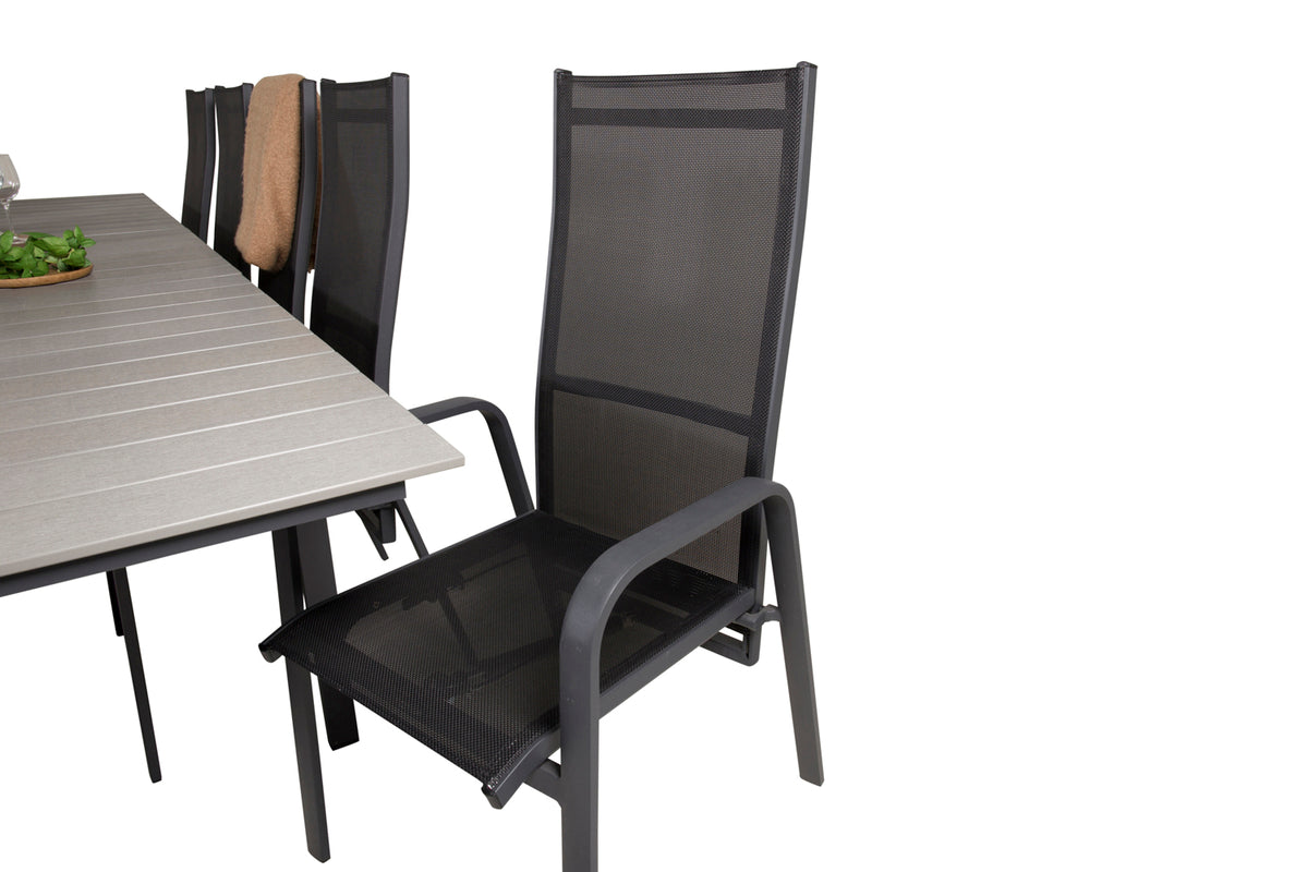 Venture Design Levels & Copacabana Matbord 229x100x75 + Reclinerstolar Svart