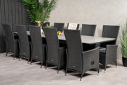 Venture Design Levels & Padova Matbord 229x100x75 + Reclinerstolar Svart