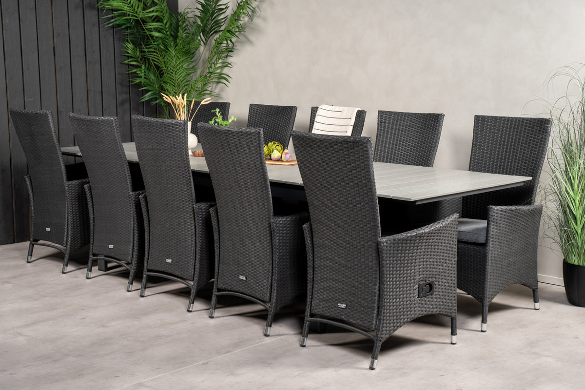 Venture Design Levels & Padova Matbord 229x100x75 + Reclinerstolar Svart