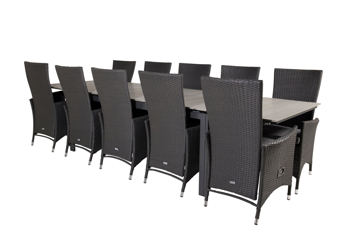 Venture Design Levels & Padova Matbord 229x100x75 + Reclinerstolar Svart