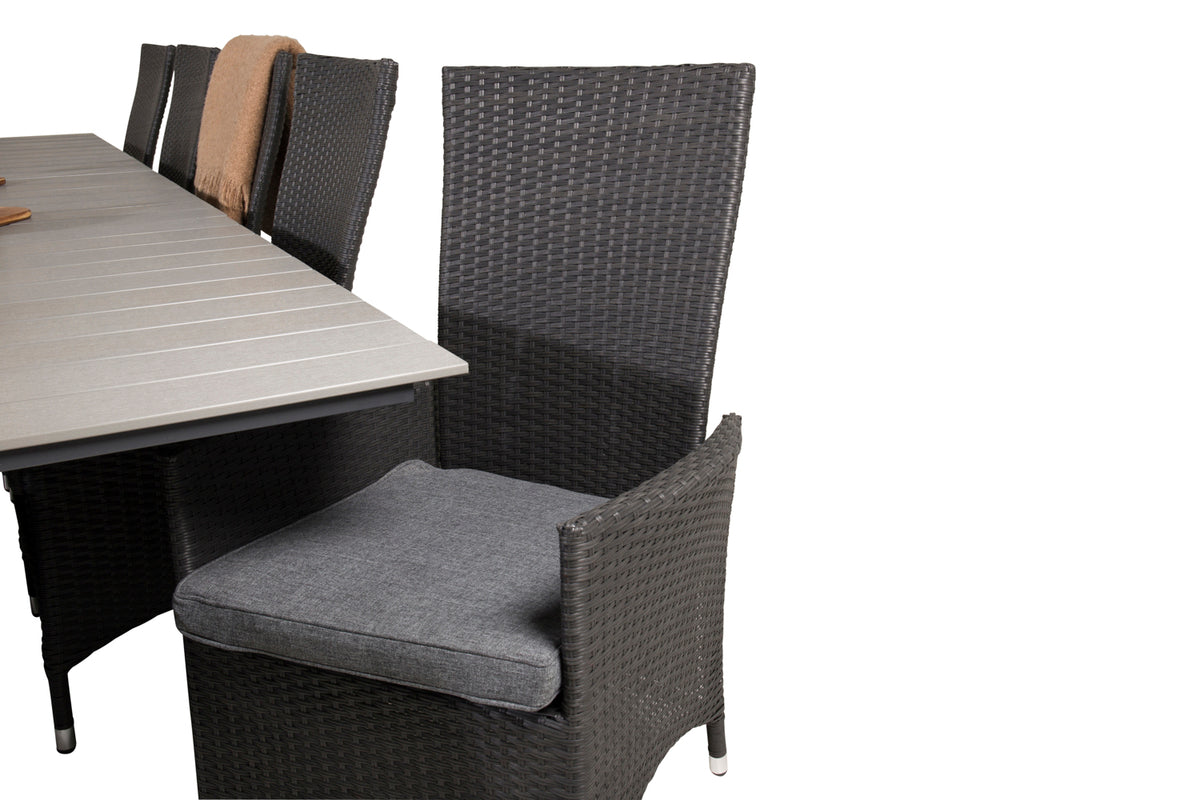 Venture Design Levels & Padova Matbord 229x100x75 + Reclinerstolar Svart