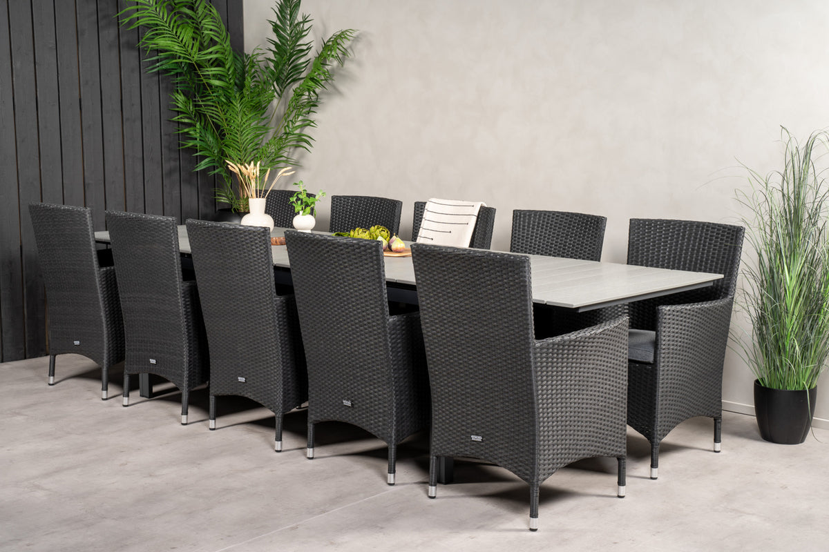 Venture Design Levels & Malin Matbord 229x100x75 + Matstolar Svart
