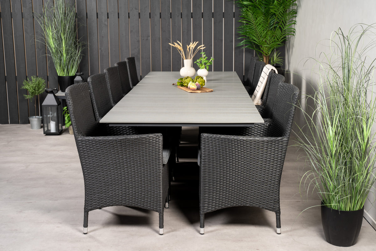 Venture Design Levels & Malin Matbord 229x100x75 + Matstolar Svart